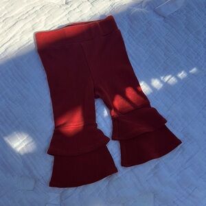 Kate Quinn Red Ruffled Bell Bottom Baby Pants, Organic Cotton
